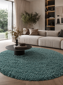 Rond Shaggy Hoogpolig Vloerkleed - SYDNEY 3000 AQUA
