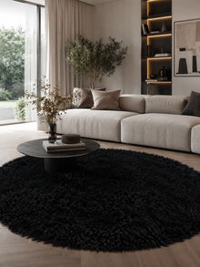 Rond Shaggy Hoogpolig Vloerkleed - SYDNEY 3000 BLACK