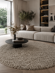 Rond Shaggy Hoogpolig Vloerkleed - SYDNEY 3000 NATUR