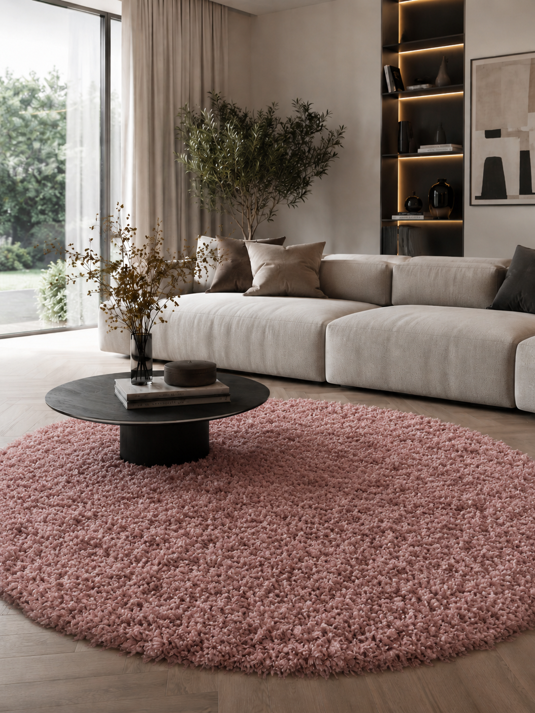 Rond Shaggy Hoogpolig Vloerkleed - SYDNEY 3000 ROSE