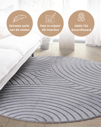 Rond Japandi Vloerkleed - Ovara Zenith Grijs