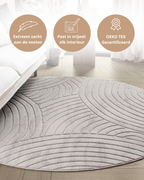 Rond Japandi Vloerkleed - Ovara Zenith Taupe
