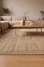Japandi Vloerkleed Linea Block Beige