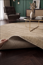 Rond Japandi Vloerkleed Linea Frame Beige