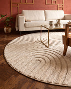 Rond Japandi Vloerkleed - Linea Curve Creme