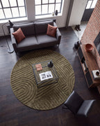 Rond Japandi Vloerkleed Linea Curve Groen