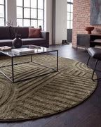 Rond Japandi Vloerkleed Linea Curve Groen