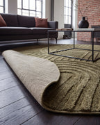Rond Japandi Vloerkleed Linea Curve Groen