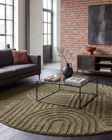Rond Japandi Vloerkleed Linea Curve Groen