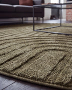 Rond Japandi Vloerkleed Linea Curve Groen