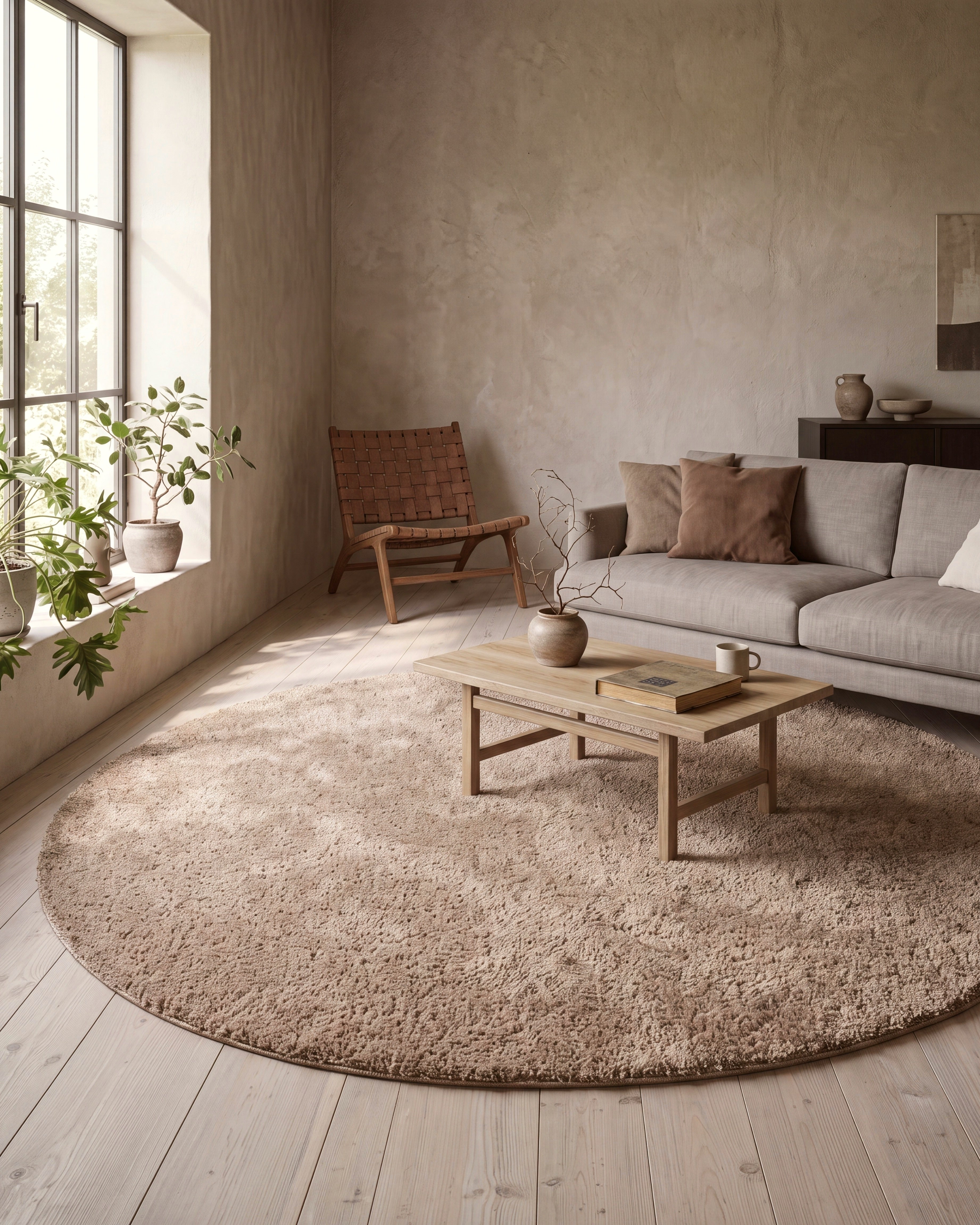 Rond Noa Shaggy Beige