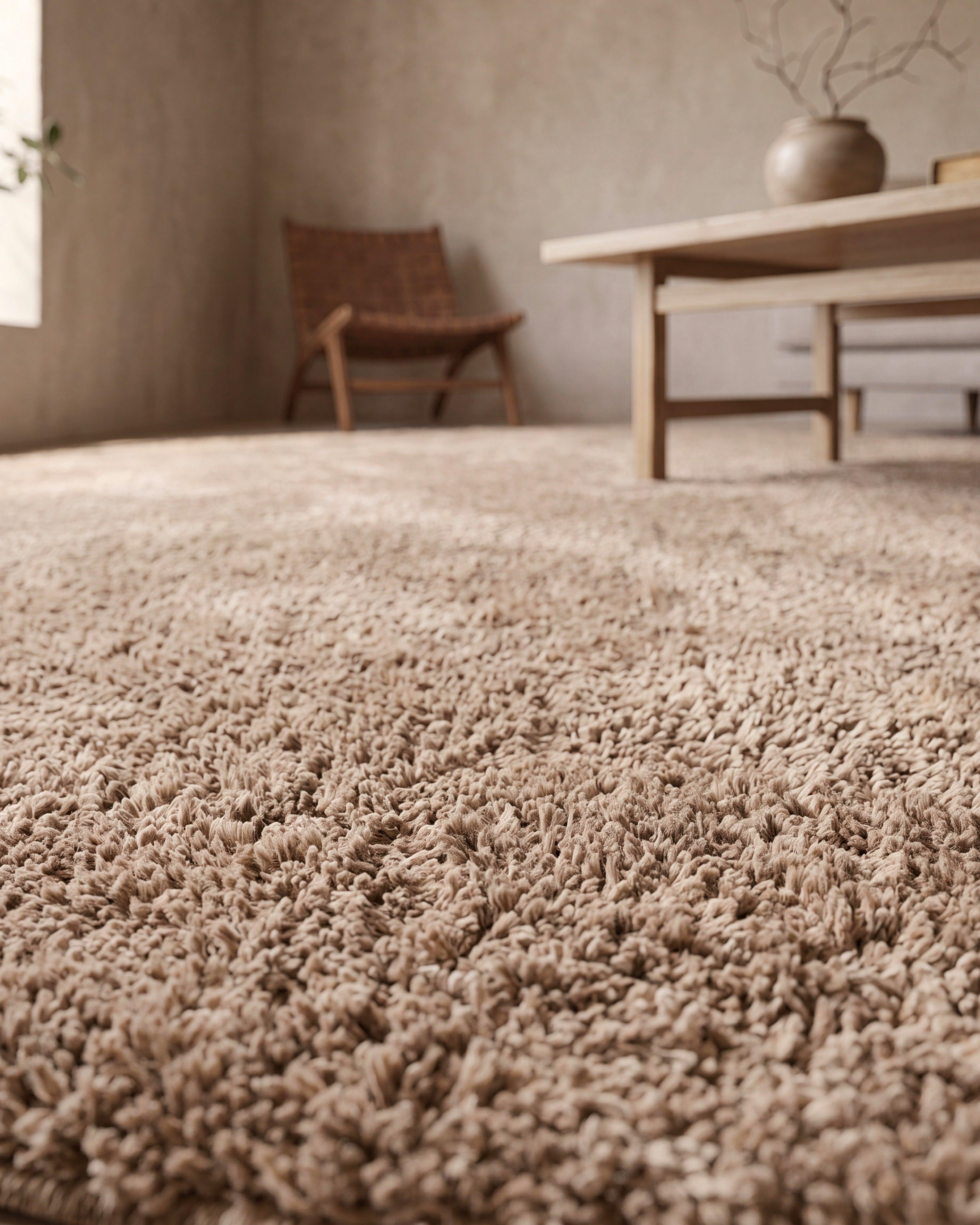Rond Noa Shaggy Beige