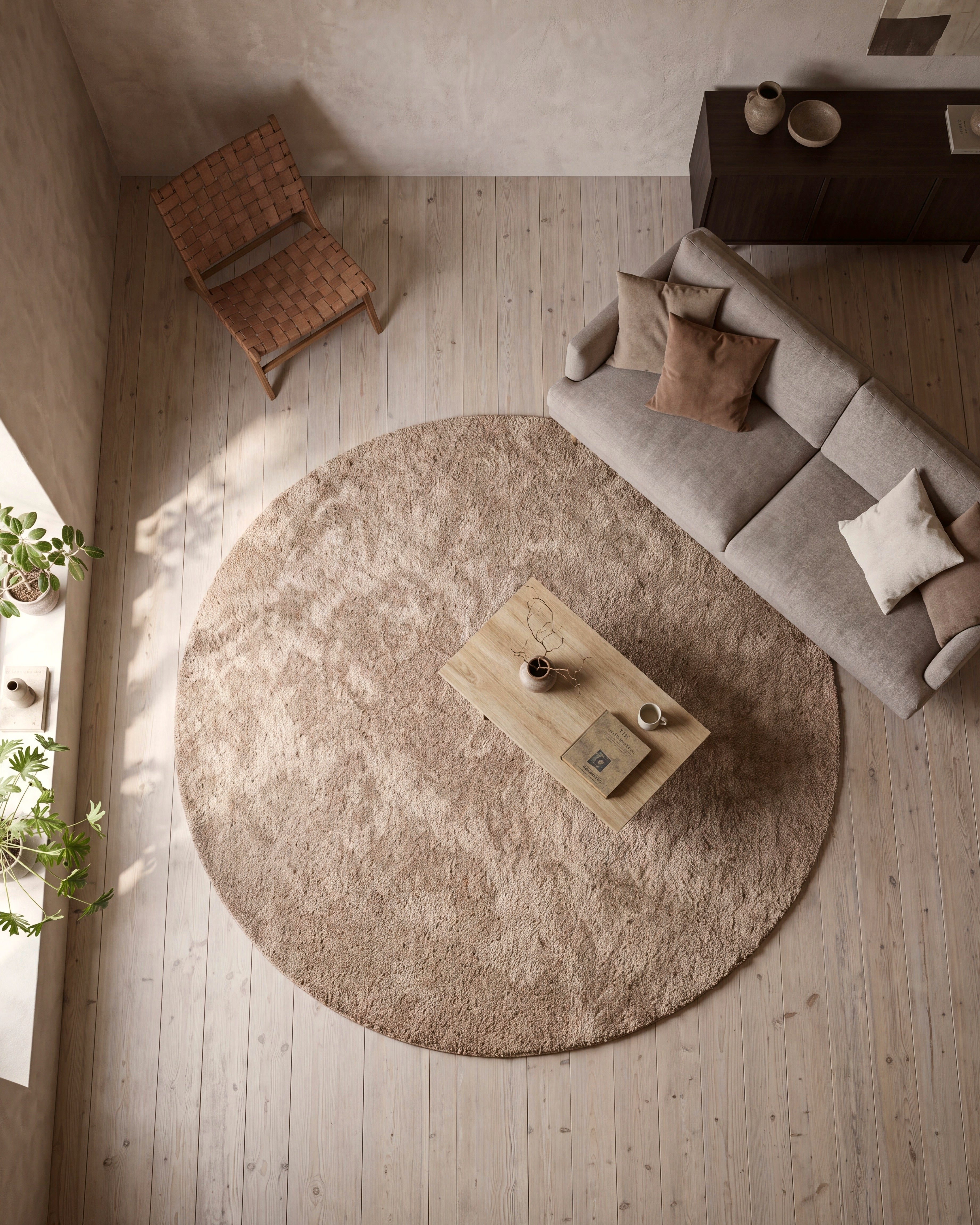 Rond Noa Shaggy Beige