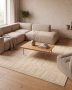 Japandi Vloerkleed Linea Block Creme
