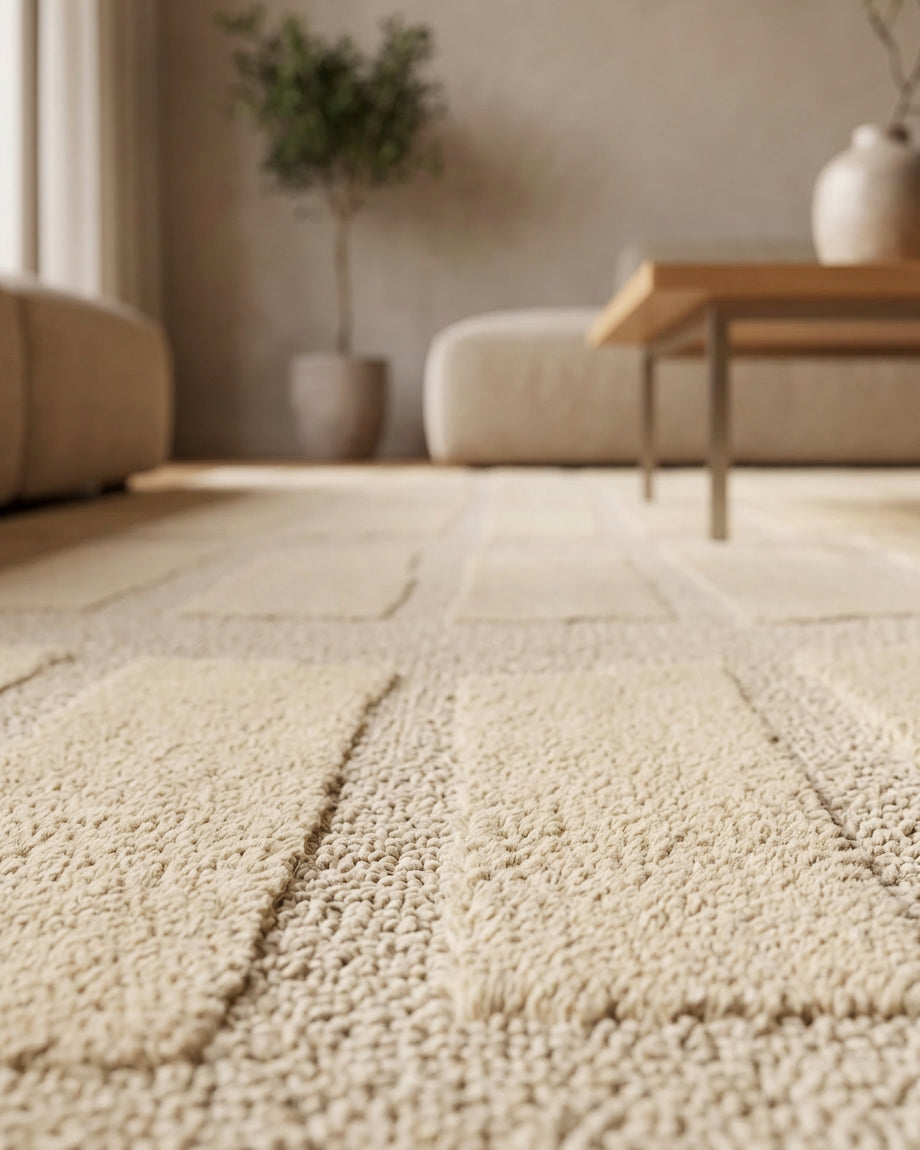 Japandi Vloerkleed Linea Block Creme