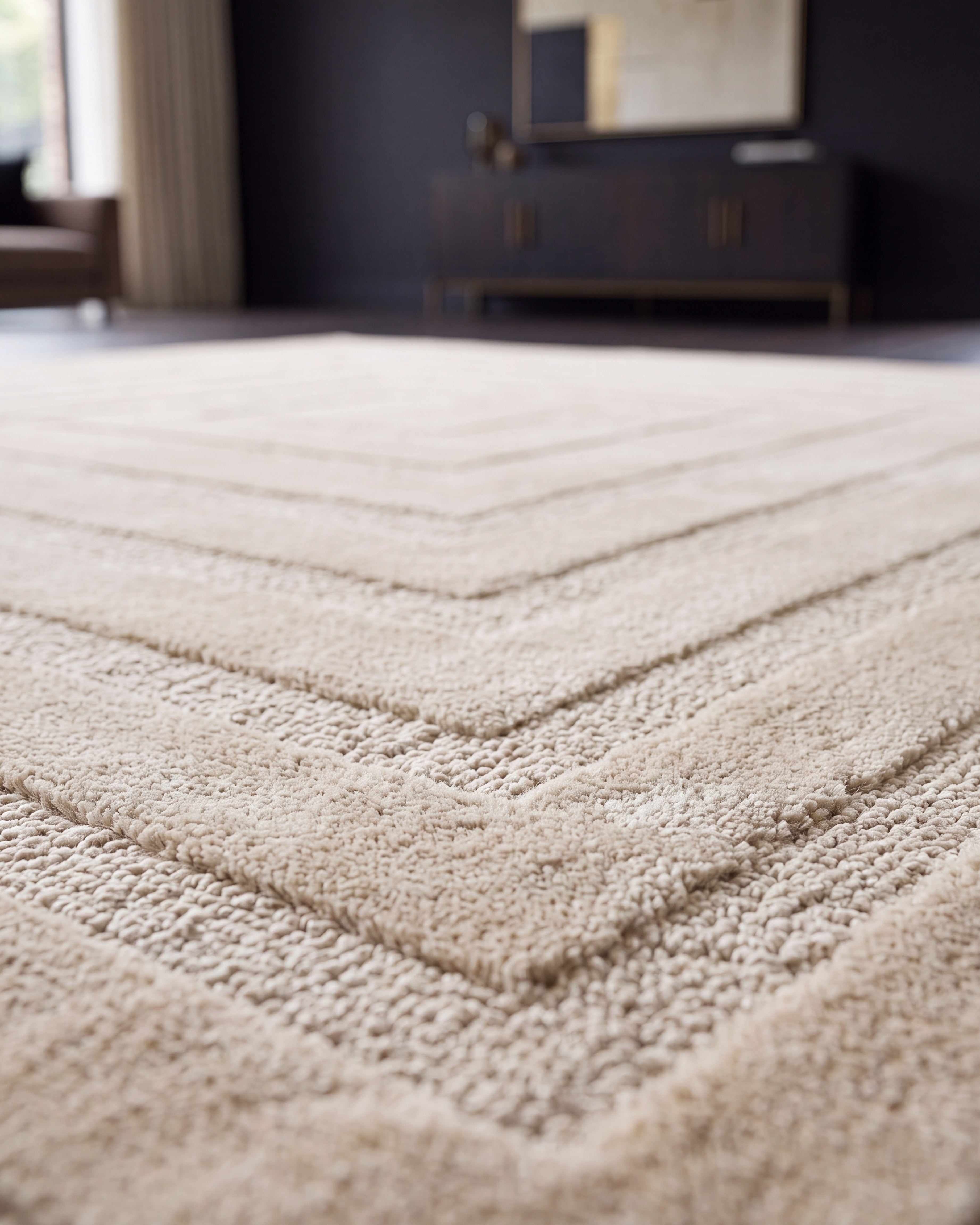 Japandi Vloerkleed Linea Frame Creme
