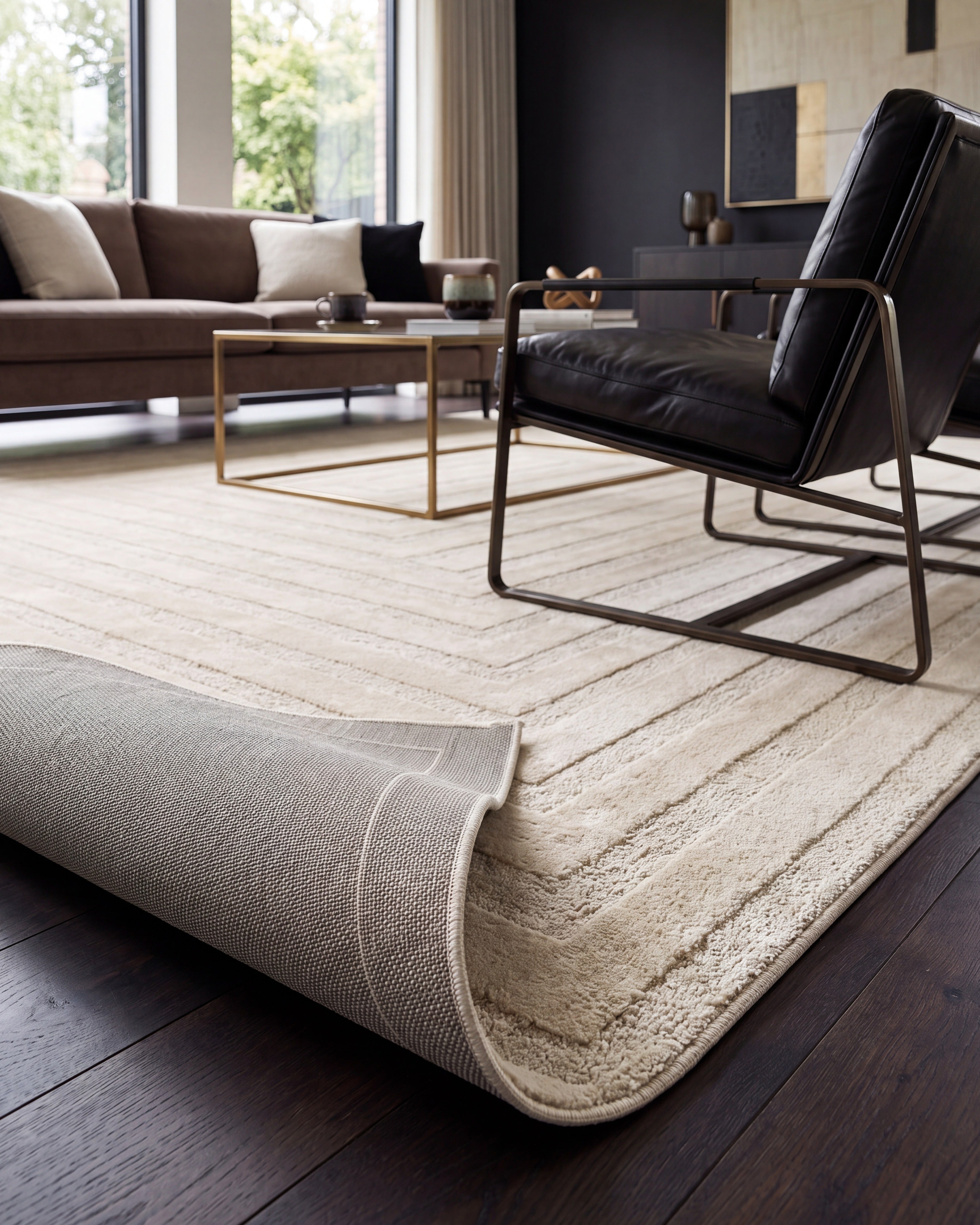 Japandi Vloerkleed Linea Frame Creme