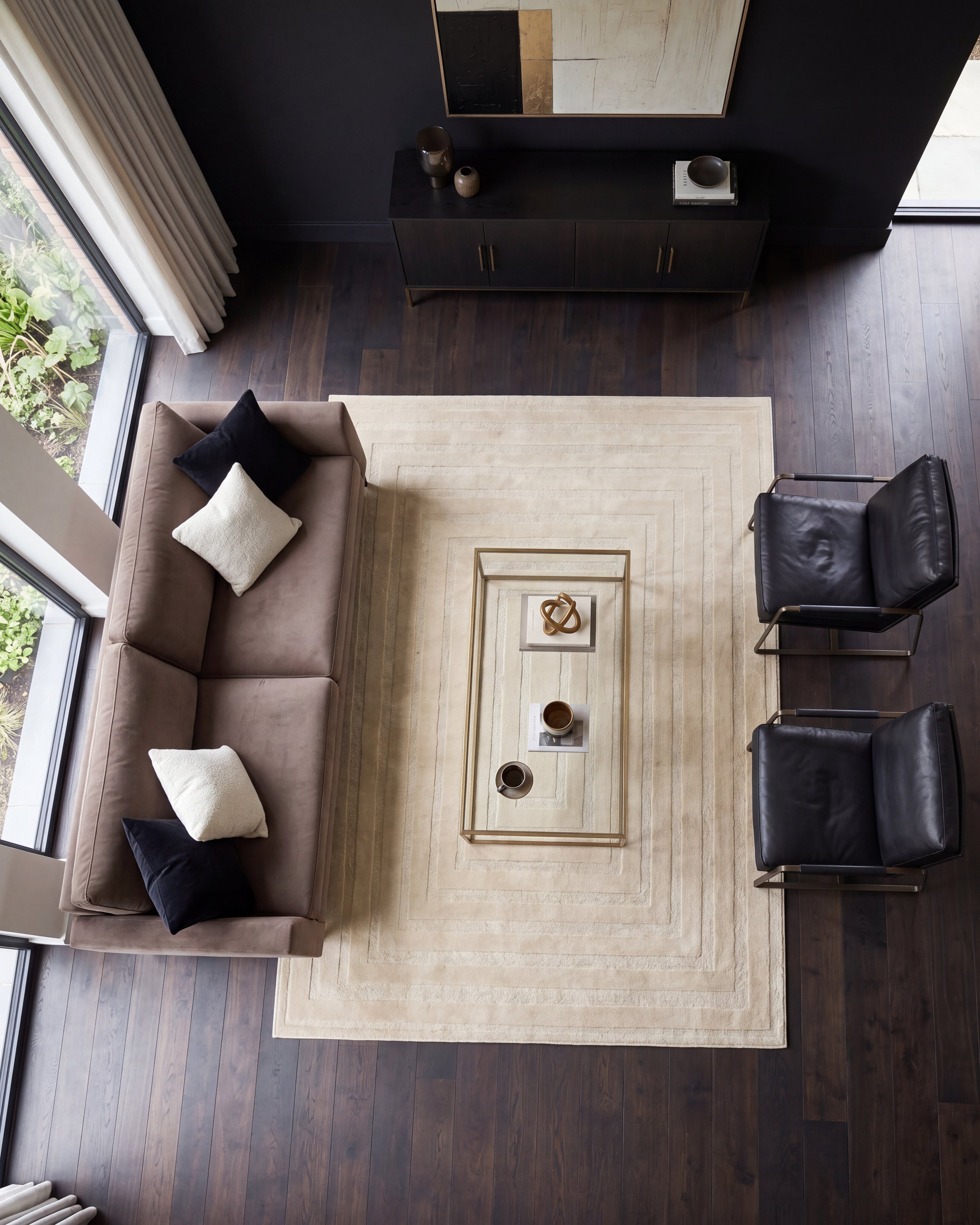 Japandi Vloerkleed Linea Frame Creme