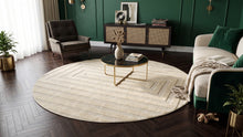 Rond Japandi Vloerkleed Linea Frame Creme