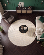 Rond Japandi Vloerkleed Linea Frame Creme
