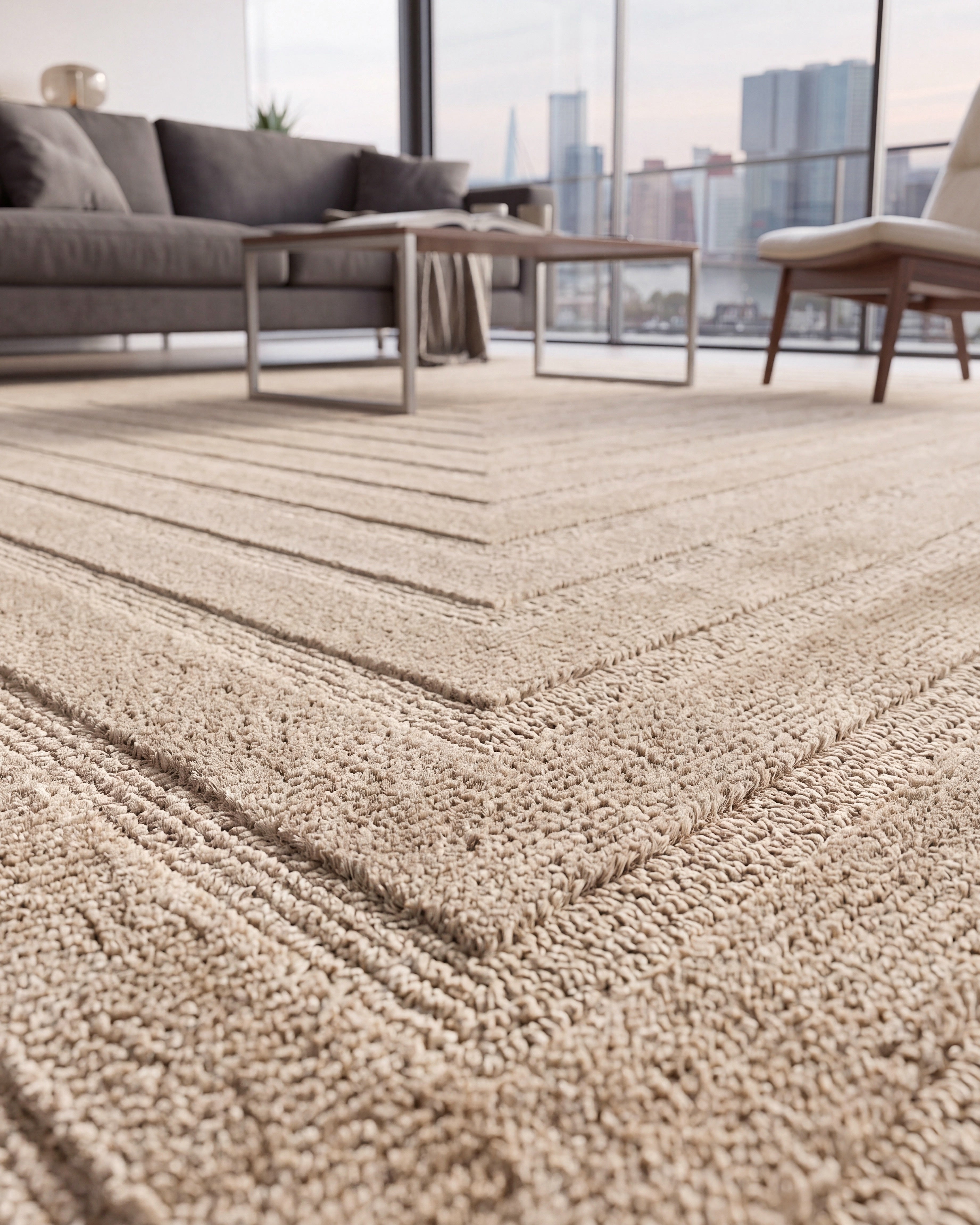 Japandi Vloerkleed Linea Frame Beige