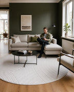 Rond Japandi Vloerkleed - Ovara Zenith Creme