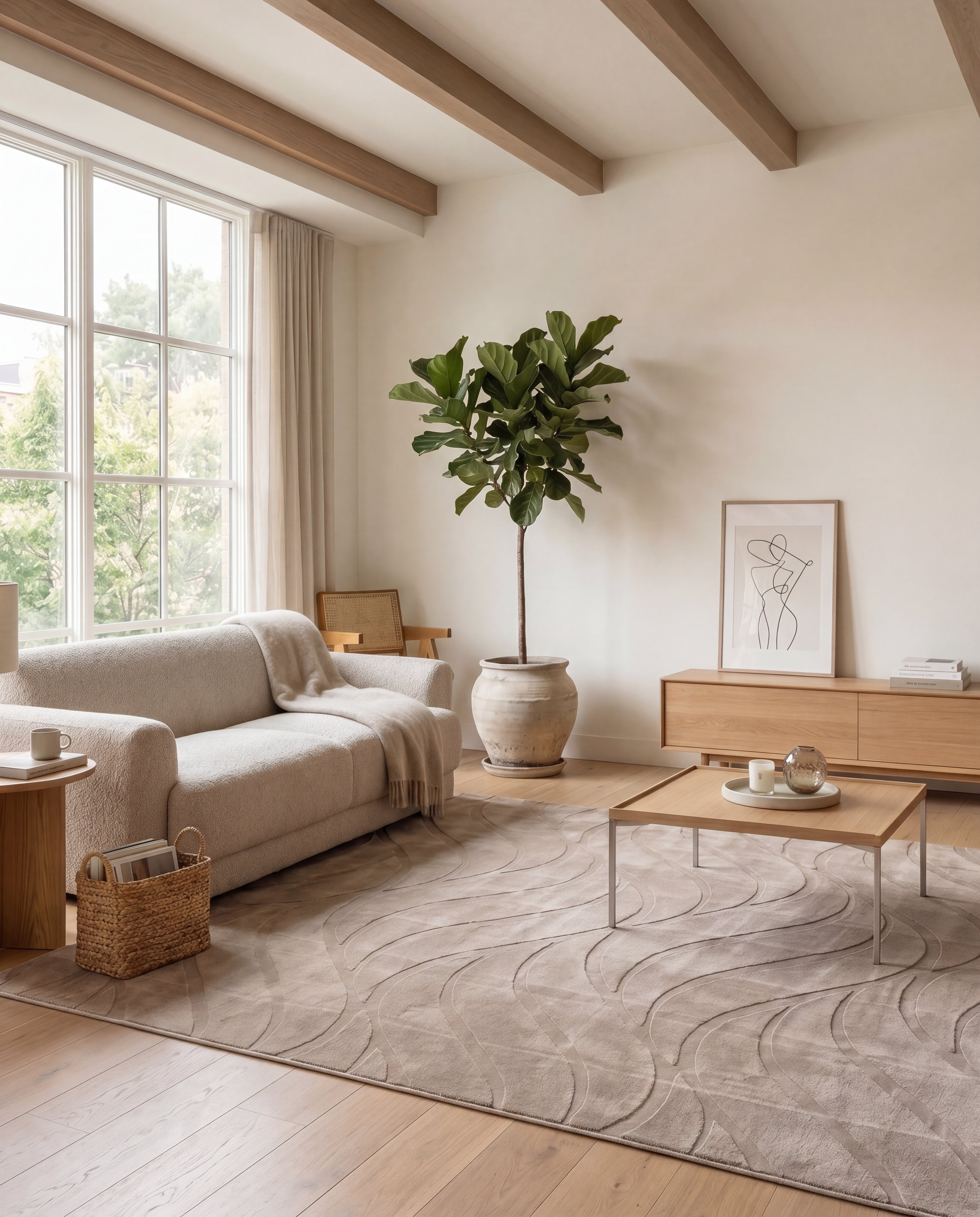 Japandi Vloerkleed Flova Taupe - 200x290 cm