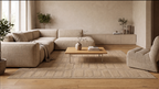 Japandi Vloerkleed Linea Block Beige