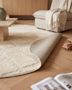 Rond Japandi Vloerkleed Linea Block Creme