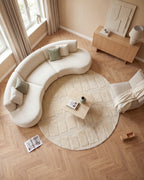 Rond Japandi Vloerkleed Linea Block Creme