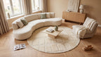 Rond Japandi Vloerkleed Linea Block Creme