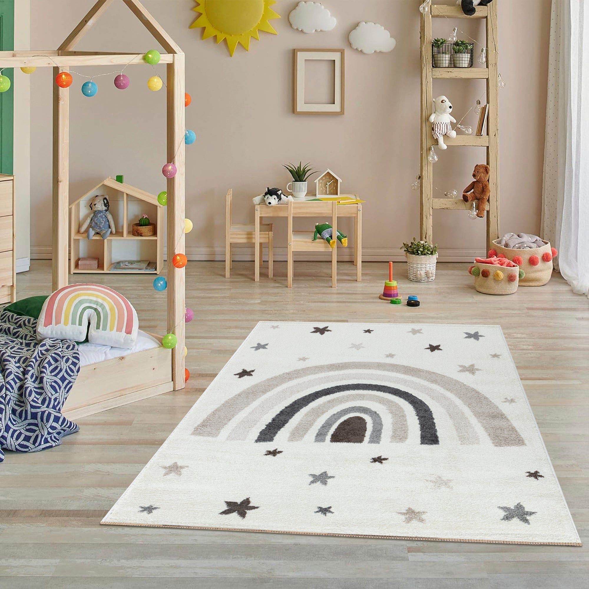 Kinder Vloerkleed - Rainbow Wit