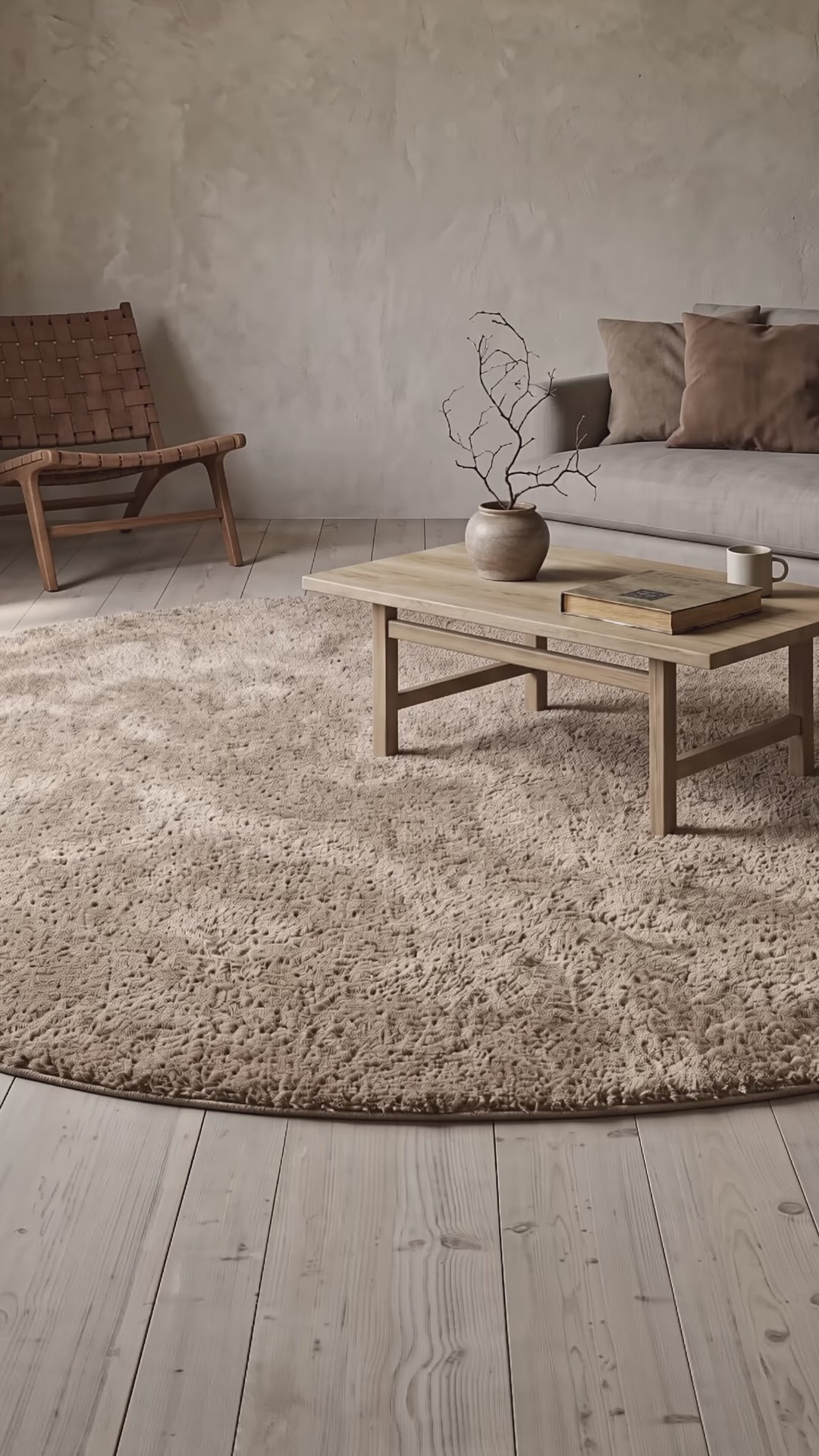 Rond Noa Shaggy Beige