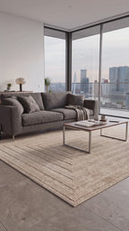 Japandi Vloerkleed Linea Frame Beige