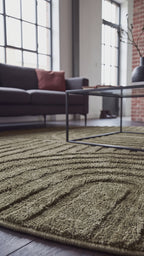 Rond Japandi Vloerkleed Linea Curve Groen