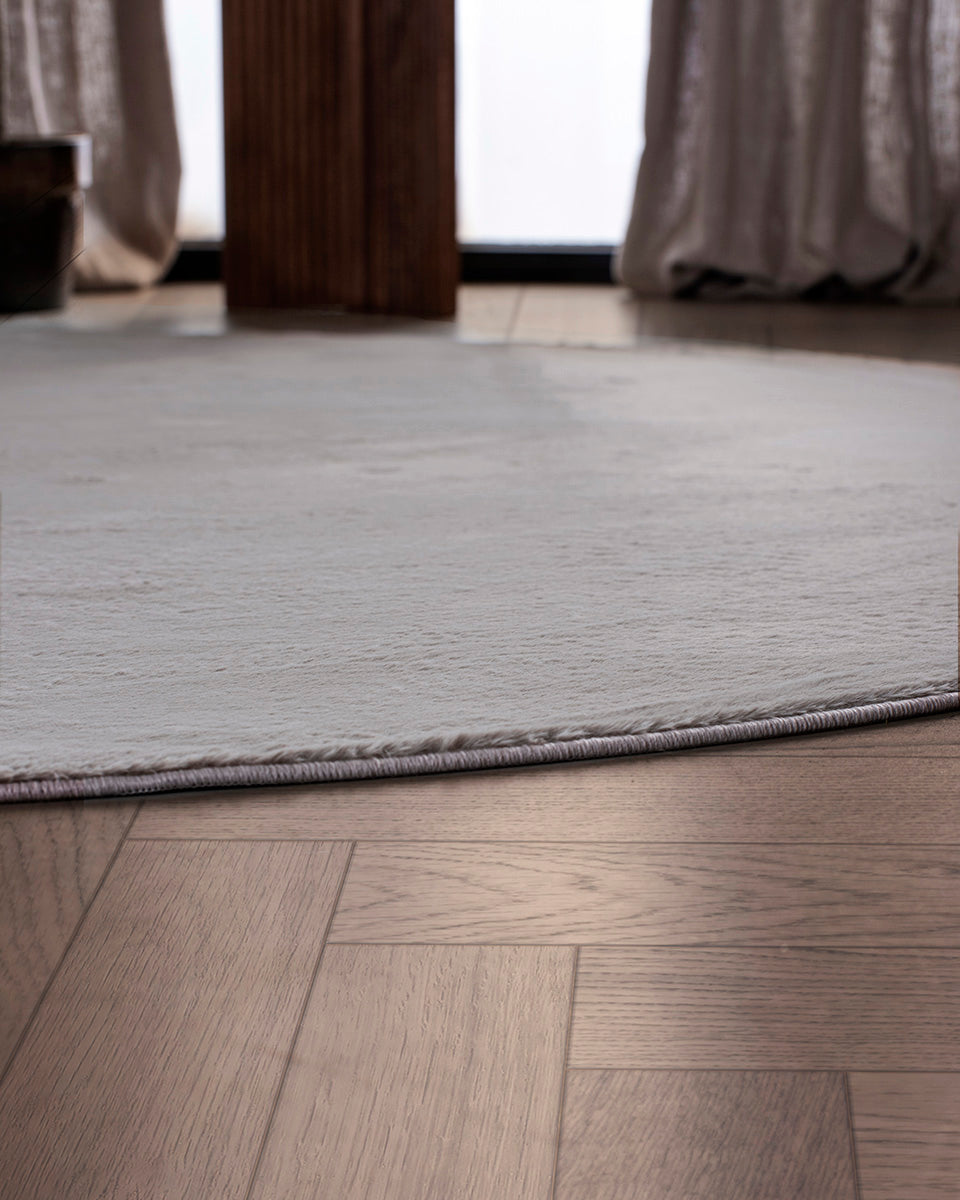 Rond Japandi Vloerkleed - Ovara Plano Taupe