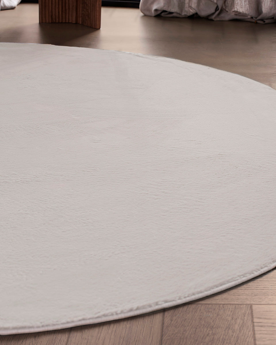 Rond Japandi Vloerkleed - Ovara Plano Beige