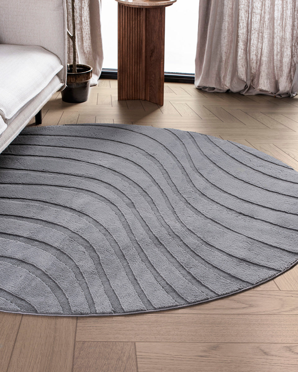 Rond Japandi Vloerkleed - Ovara Maris Grijs