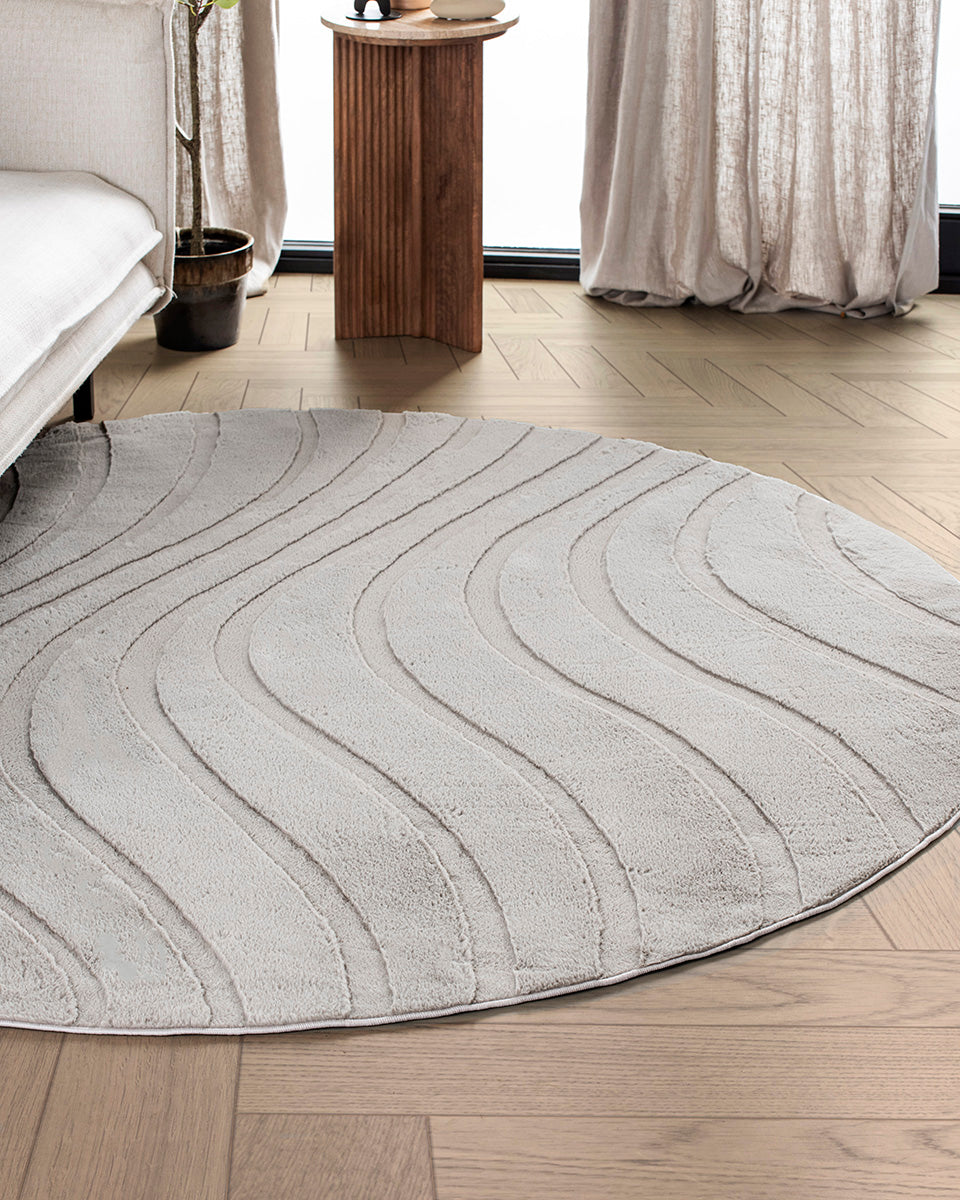 Rond Japandi Vloerkleed - Ovara Maris Taupe