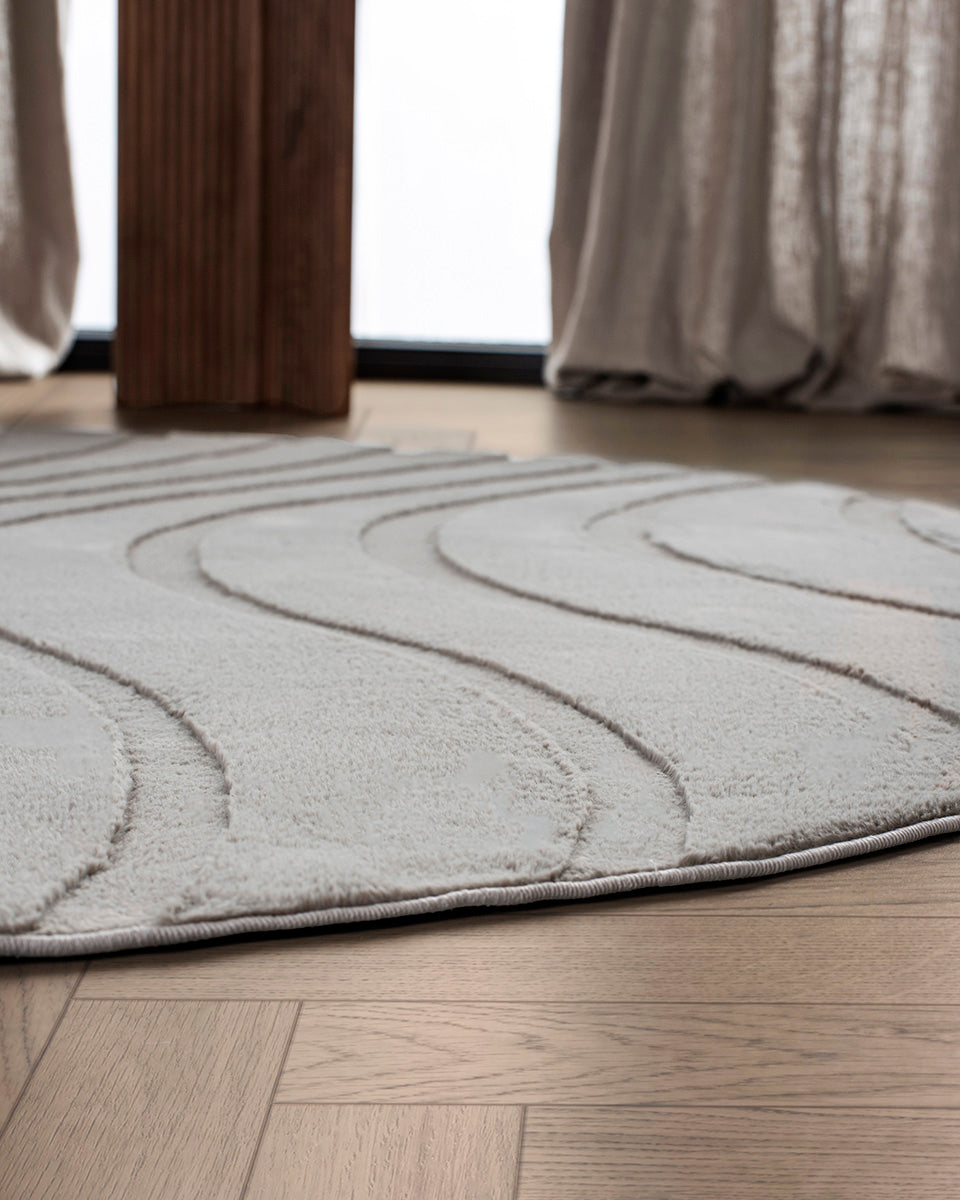 Rond Japandi Vloerkleed - Ovara Maris Taupe