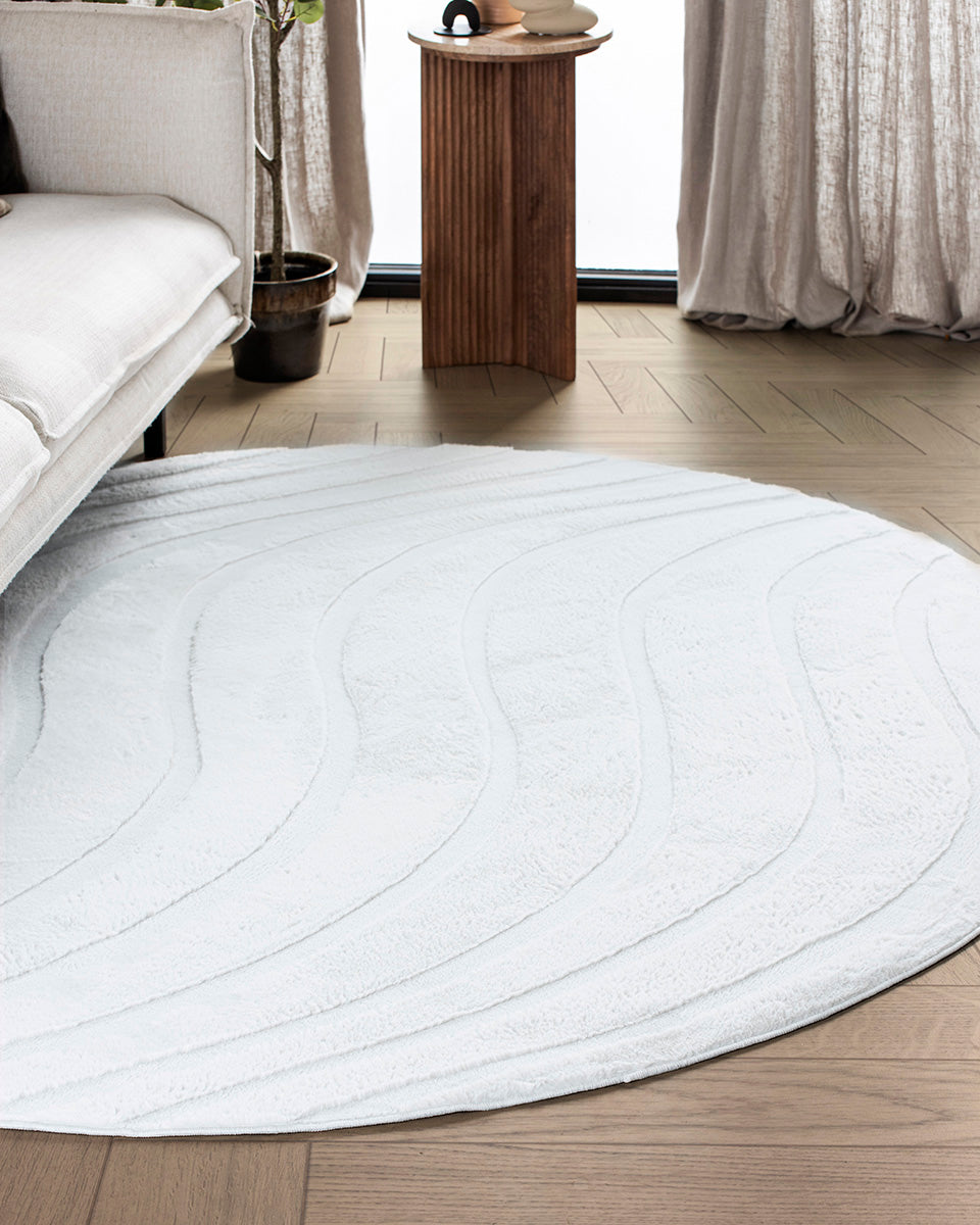Rond Japandi Vloerkleed - Ovara Maris Gebroken Wit