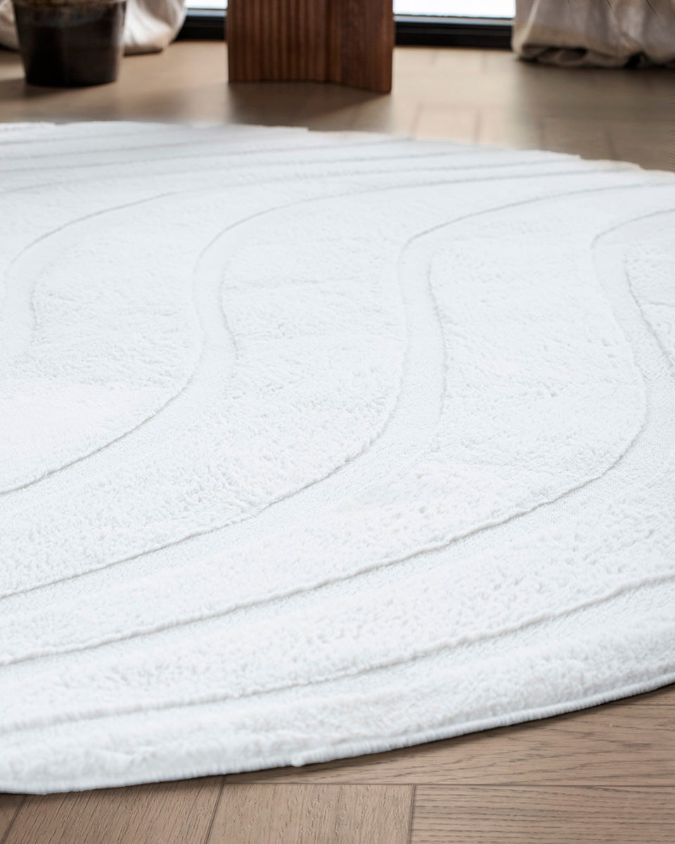 Rond Japandi Vloerkleed - Ovara Maris Ivory