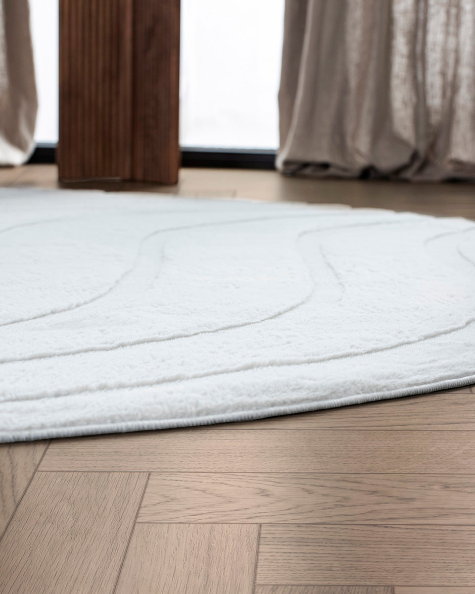 Rond Japandi Vloerkleed - Ovara Maris Gebroken Wit