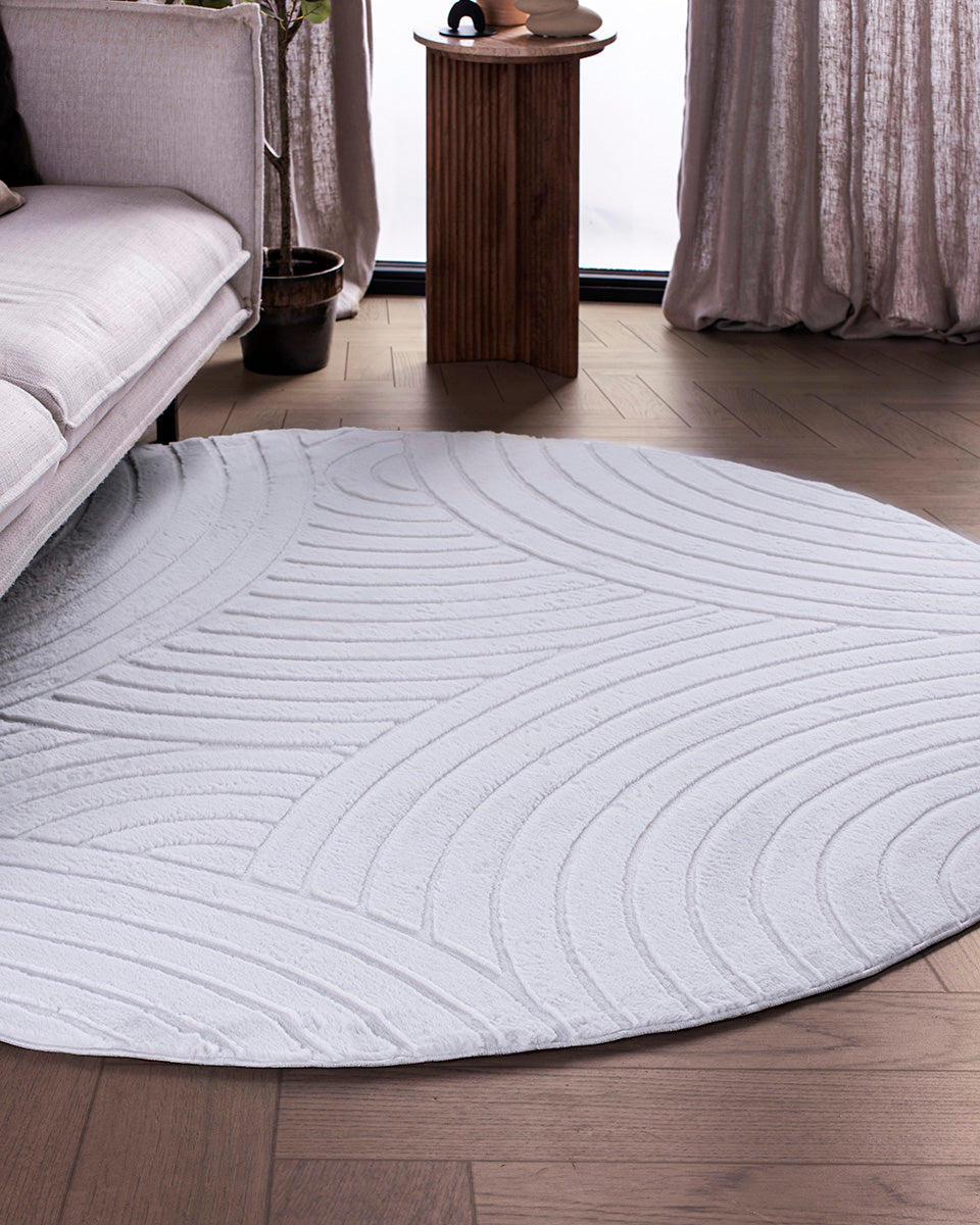 Rond Japandi Vloerkleed - Ovara Zenith Gebroken Wit